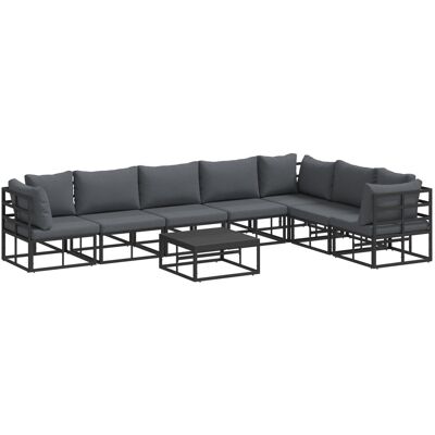 vidaXL Zestaw Sof na Ogród 8 pcs Czarny 70 x 70 x 32 cm Aluminium vidaXL Zestaw Sof na Ogród 8 pcs Czarny 70 x 70 x 32 cm Aluminium