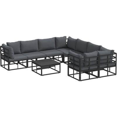 vidaXL Zestaw Sof na Ogród 9 pcs Czarny 70 x 70 x 32 cm Aluminium vidaXL Zestaw Sof na Ogród 9 pcs Czarny 70 x 70 x 32 cm Aluminium