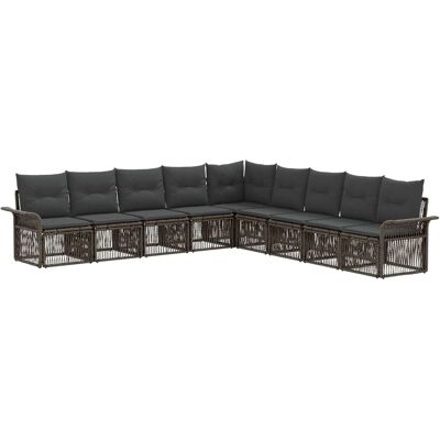 vidaXL Zestaw Sof na Ogród 9 pcs Szary polirattan vidaXL Zestaw Sof na Ogród 9 pcs Szary polirattan