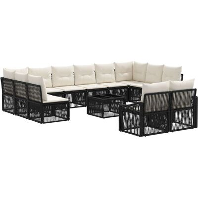 vidaXL Zestaw Sof na Ogród Regulowany 13 pcs Czarny polirattan vidaXL Zestaw Sof na Ogród Regulowany 13 pcs Czarny polirattan