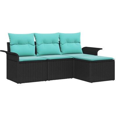 vidaXL Zestaw Sof na Ogród z poduszką 4 pcs Czarny polirattan vidaXL Zestaw Sof na Ogród z poduszką 4 pcs Czarny polirattan