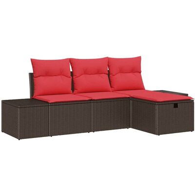 vidaXL Zestaw Sof na Ogród z poduszką 4 pcs polirattan vidaXL Zestaw Sof na Ogród z poduszką 4 pcs polirattan