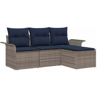 vidaXL Zestaw Sof na Ogród z poduszką 4 pcs Szary polirattan vidaXL Zestaw Sof na Ogród z poduszką 4 pcs Szary polirattan