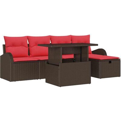 vidaXL Zestaw Sof na Ogród z poduszką 6 pcs Brązowy Polirattan vidaXL Zestaw Sof na Ogród z poduszką 6 pcs Brązowy Polirattan