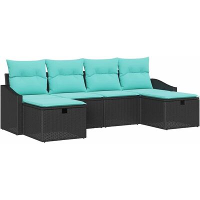 vidaXL Zestaw Sof na Ogród z poduszką 6 pcs Czarny Polirattan vidaXL Zestaw Sof na Ogród z poduszką 6 pcs Czarny Polirattan