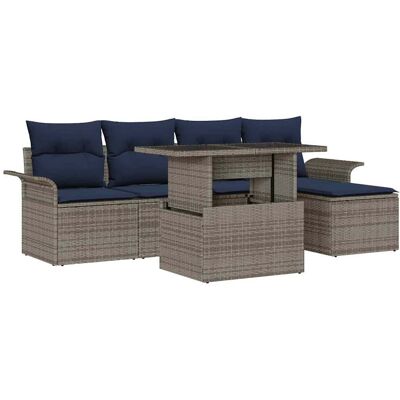 vidaXL Zestaw Sof na Ogród z poduszką 6 pcs Szary polirattan vidaXL Zestaw Sof na Ogród z poduszką 6 pcs Szary polirattan