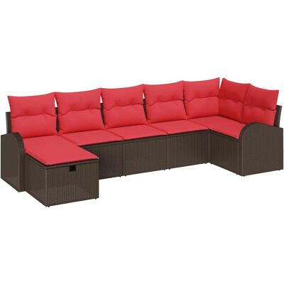 vidaXL Zestaw Sof na Ogród z poduszką 7 pcs Brązowy polirattan vidaXL Zestaw Sof na Ogród z poduszką 7 pcs Brązowy polirattan