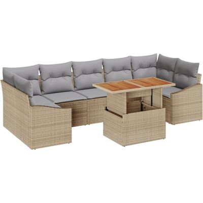 vidaXL Zestaw Sof na Ogród z poduszką 8 pcs Beżowy, jasnoszary vidaXL Zestaw Sof na Ogród z poduszką 8 pcs Beżowy, jasnoszary