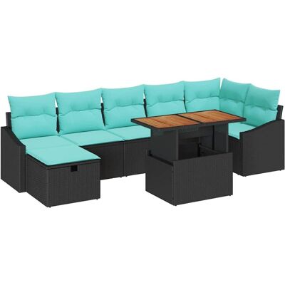 vidaXL Zestaw Sof na Ogród z poduszką 8 pcs Czarny polirattan vidaXL Zestaw Sof na Ogród z poduszką 8 pcs Czarny polirattan