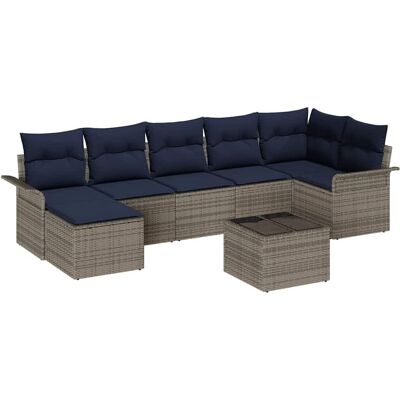 vidaXL Zestaw Sof na Ogród z poduszką 8 pcs Szary Polirattan vidaXL Zestaw Sof na Ogród z poduszką 8 pcs Szary Polirattan