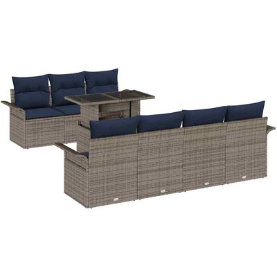 vidaXL Zestaw Sof na Ogród z poduszką 8 pcs Szary Rattan poli vidaXL Zestaw Sof na Ogród z poduszką 8 pcs Szary Rattan poli