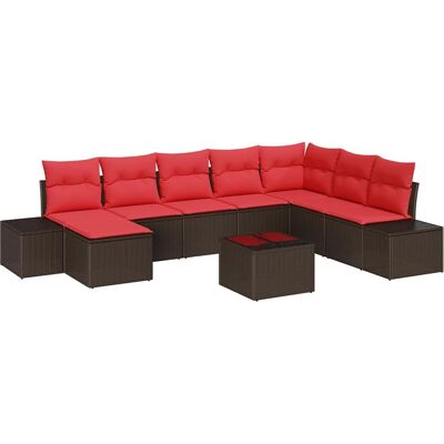 vidaXL Zestaw Sof na Ogród z poduszką 9 pcs Brązowy polirattan vidaXL Zestaw Sof na Ogród z poduszką 9 pcs Brązowy polirattan