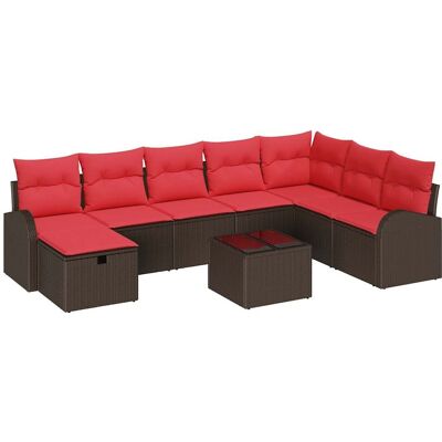 vidaXL Zestaw Sof na Ogród z poduszką 9 pcs Brązowy Polirattan vidaXL Zestaw Sof na Ogród z poduszką 9 pcs Brązowy Polirattan