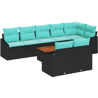 vidaXL Zestaw Sof na Ogród z poduszką 9 pcs Czarny polirattan vidaXL Zestaw Sof na Ogród z poduszką 9 pcs Czarny polirattan