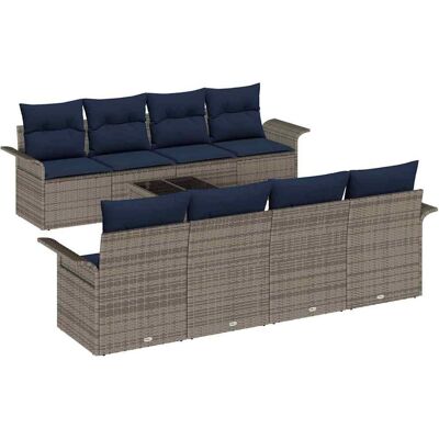 vidaXL Zestaw Sof na Ogród z poduszką 9 pcs Szary polirattan vidaXL Zestaw Sof na Ogród z poduszką 9 pcs Szary polirattan
