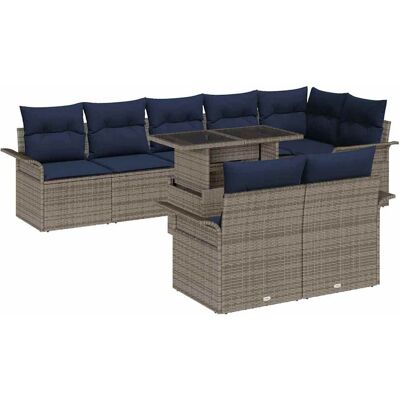vidaXL Zestaw Sof na Ogród z poduszką 9 pcs Szary Polirattan vidaXL Zestaw Sof na Ogród z poduszką 9 pcs Szary Polirattan