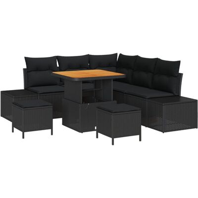 vidaXL Zestaw Sof na Ogród z poduszką z przechowywaniem z poduszką 8 pcs Czarny Polirattan vidaXL Zestaw Sof na Ogród z poduszką z przechowywaniem z poduszką 8 pcs Czarny Polirattan