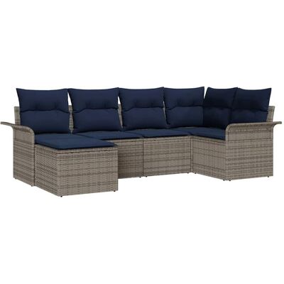 vidaXL Zestaw Sof na Ogród z przechowywaniem 6 pcs Szary polirattan vidaXL Zestaw Sof na Ogród z przechowywaniem 6 pcs Szary polirattan