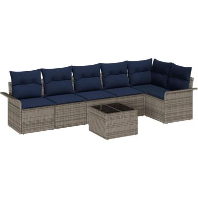vidaXL Zestaw Sof na Ogród z przechowywaniem 7 pcs Szary polirattan vidaXL Zestaw Sof na Ogród z przechowywaniem 7 pcs Szary polirattan