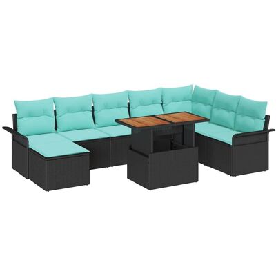vidaXL Zestaw Sof na Ogród z przechowywaniem 9 pcs Czarny Polirattan vidaXL Zestaw Sof na Ogród z przechowywaniem 9 pcs Czarny Polirattan