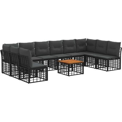vidaXL Zestaw sof na zewnątrz 11 pcs Czarny i Ciemnoszary Poliester vidaXL Zestaw sof na zewnątrz 11 pcs Czarny i Ciemnoszary Poliester