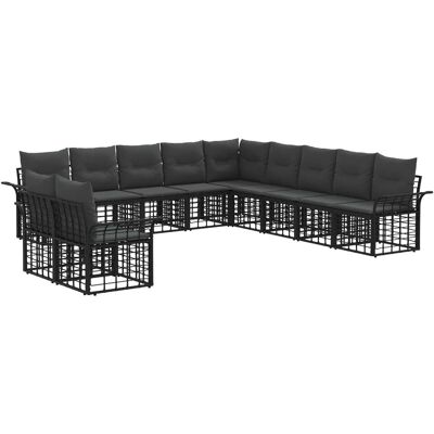 vidaXL Zestaw sof na zewnątrz 11 pcs Czarny i Ciemnoszary Poliester vidaXL Zestaw sof na zewnątrz 11 pcs Czarny i Ciemnoszary Poliester