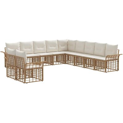 vidaXL Zestaw sof na zewnątrz 11 pcs Naturalny i Kremowy Biały vidaXL Zestaw sof na zewnątrz 11 pcs Naturalny i Kremowy Biały