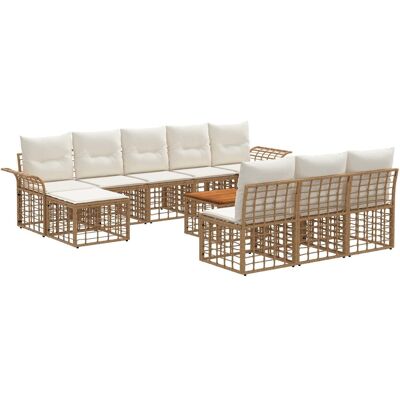 vidaXL Zestaw sof na zewnątrz 11 pcs Naturalny i Kremowy Biały vidaXL Zestaw sof na zewnątrz 11 pcs Naturalny i Kremowy Biały