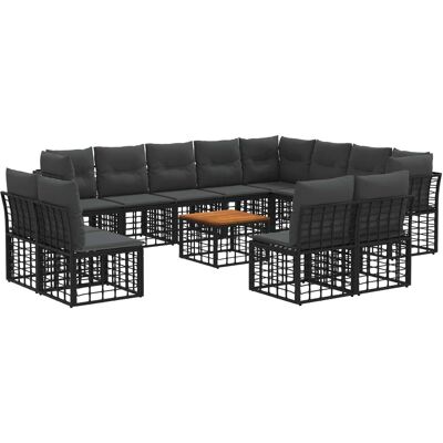 vidaXL Zestaw sof na zewnątrz 13 pcs Czarny i Ciemnoszary Poliester vidaXL Zestaw sof na zewnątrz 13 pcs Czarny i Ciemnoszary Poliester