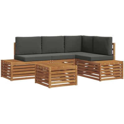 vidaXL Zestaw sof na zewnątrz 5 Sztuka Naturalny i Antracytowy vidaXL Zestaw sof na zewnątrz 5 Sztuka Naturalny i Antracytowy