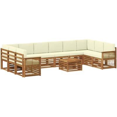 vidaXL Zestaw sof na zewnątrz z poduszką 8 pcs Naturalny i Kremowy vidaXL Zestaw sof na zewnątrz z poduszką 8 pcs Naturalny i Kremowy