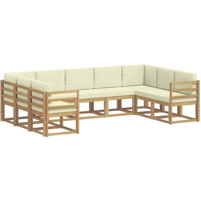 vidaXL Zestaw sof na zewnątrz z poduszką 9 pcs Biały i kremowy vidaXL Zestaw sof na zewnątrz z poduszką 9 pcs Biały i kremowy