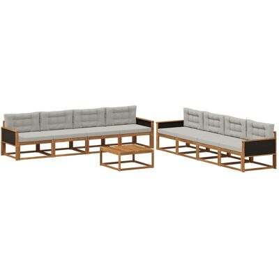 vidaXL Zestaw sof na zewnątrz z poduszką 9 pcs Naturalny i jasnoszary vidaXL Zestaw sof na zewnątrz z poduszką 9 pcs Naturalny i jasnoszary