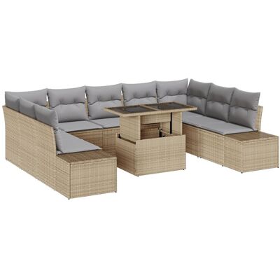 vidaXL Zestaw Sof Ogrodowych 10-Częściowy Beżowy Rattan Nowoczesny vidaXL Zestaw Sof Ogrodowych 10-Częściowy Beżowy Rattan Nowoczesny