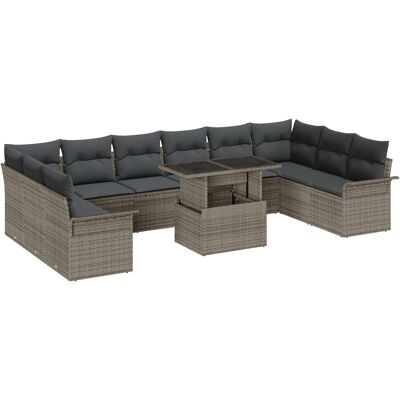 vidaXL Zestaw sof ogrodowych 11 części Szary Rattan vidaXL Zestaw sof ogrodowych 11 części Szary Rattan