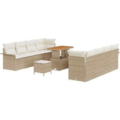 vidaXL Zestaw sof ogrodowych 11-częściowy z poduszkami Beżowy Poli Rattan Akacja, vidaXL 2-osobowa sofa ogrodowa z przechowalnią i poduszkami Beżowa.. vidaXL Zestaw sof ogrodowych 11-częściowy z poduszkami Beżowy Poli Rattan Akacja, vidaXL 2-osobowa sofa ogrodowa z przechowalnią i poduszkami Beżowa..