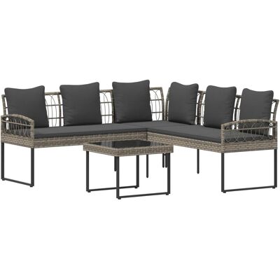 vidaXL Zestaw sof ogrodowych 2 pcs Szary Rattan polietylenowy i stal vidaXL Zestaw sof ogrodowych 2 pcs Szary Rattan polietylenowy i stal