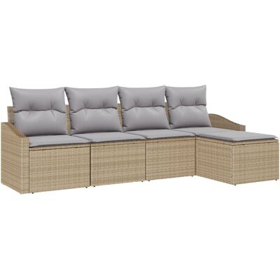 Zestaw mebli ogrodowych 5-częściowy, rattan naturalny, na zewnątrz Zestaw mebli ogrodowych 5-częściowy, rattan naturalny, na zewnątrz