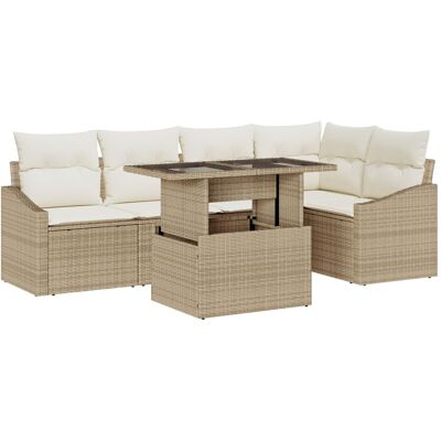 vidaXL Zestaw Sof Ogrodowych 6 Elementów Beżowy Rattan vidaXL Zestaw Sof Ogrodowych 6 Elementów Beżowy Rattan