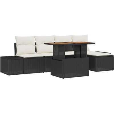 vidaXL Zestaw Sof Ogrodowych 6 Elementów Czarny Rattan Sofa na zewnątrz vidaXL Zestaw Sof Ogrodowych 6 Elementów Czarny Rattan Sofa na zewnątrz
