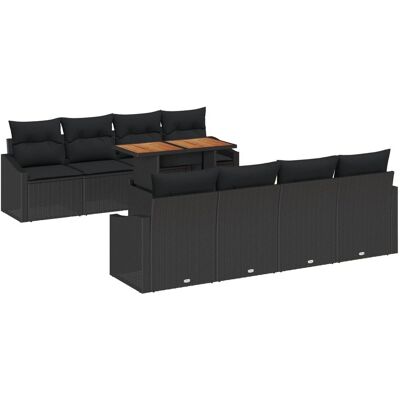 vidaXL Zestaw sof ogrodowych 7-elementowy Czarny Rattan Sofa ogrodowa vidaXL Zestaw sof ogrodowych 7-elementowy Czarny Rattan Sofa ogrodowa