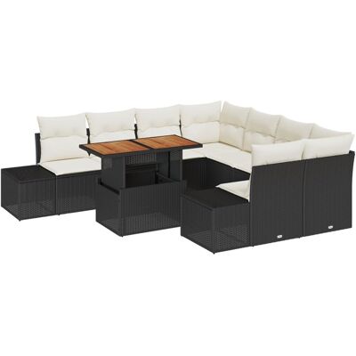 vidaXL Zestaw sof ogrodowych 9-częściowy Czarny Rattan Sofa do ogrodu vidaXL Zestaw sof ogrodowych 9-częściowy Czarny Rattan Sofa do ogrodu
