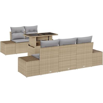 vidaXL Zestaw Sof Ogrodowych Zestaw 6 Beżowy Rattan vidaXL Zestaw Sof Ogrodowych Zestaw 6 Beżowy Rattan