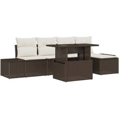 vidaXL Zestaw Sof Ogrodowych Zestaw 6 Brązowy Rattan Zestaw 6 Częściowy vidaXL Zestaw Sof Ogrodowych Zestaw 6 Brązowy Rattan Zestaw 6 Częściowy