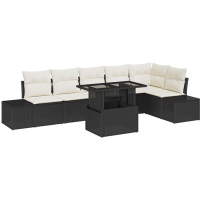 vidaXL Zestaw sof ogrodowych Zestaw 7 Beżowy Rattan Meble ogrodowe vidaXL Zestaw sof ogrodowych Zestaw 7 Beżowy Rattan Meble ogrodowe