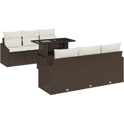 vidaXL Zestaw Sof Ogrodowych Zestaw 7 Brązowy, Kremowy Rattan, Poliester vidaXL Zestaw Sof Ogrodowych Zestaw 7 Brązowy, Kremowy Rattan, Poliester