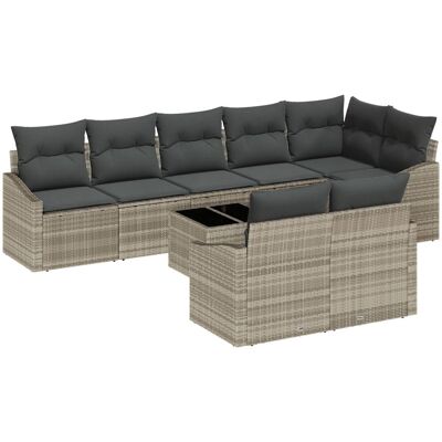 vidaXL Zestaw sof ogrodowych Zestaw 9 Jasnoszary Rattan Sofa na zewnątrz vidaXL Zestaw sof ogrodowych Zestaw 9 Jasnoszary Rattan Sofa na zewnątrz