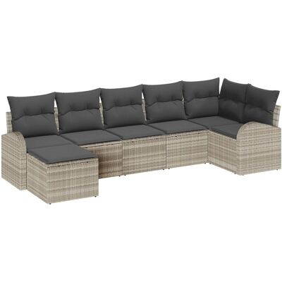 VIDAXL Zestaw Ogrodowy 7-częściowy z Poduszkami Jasnoszary w Rattan Syntetyczny - Zestaw Ogrodowy VIDAXL Zestaw Ogrodowy 7-częściowy z Poduszkami Jasnoszary w Rattan Syntetyczny - Zestaw Ogrodowy