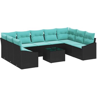 vidaXL Zestaw Sof z poduszką 10 pcs Czarny polirattan vidaXL Zestaw Sof z poduszką 10 pcs Czarny polirattan