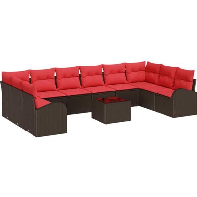 vidaXL Zestaw Sof z poduszką 11 pcs Brązowy polirattan vidaXL Zestaw Sof z poduszką 11 pcs Brązowy polirattan